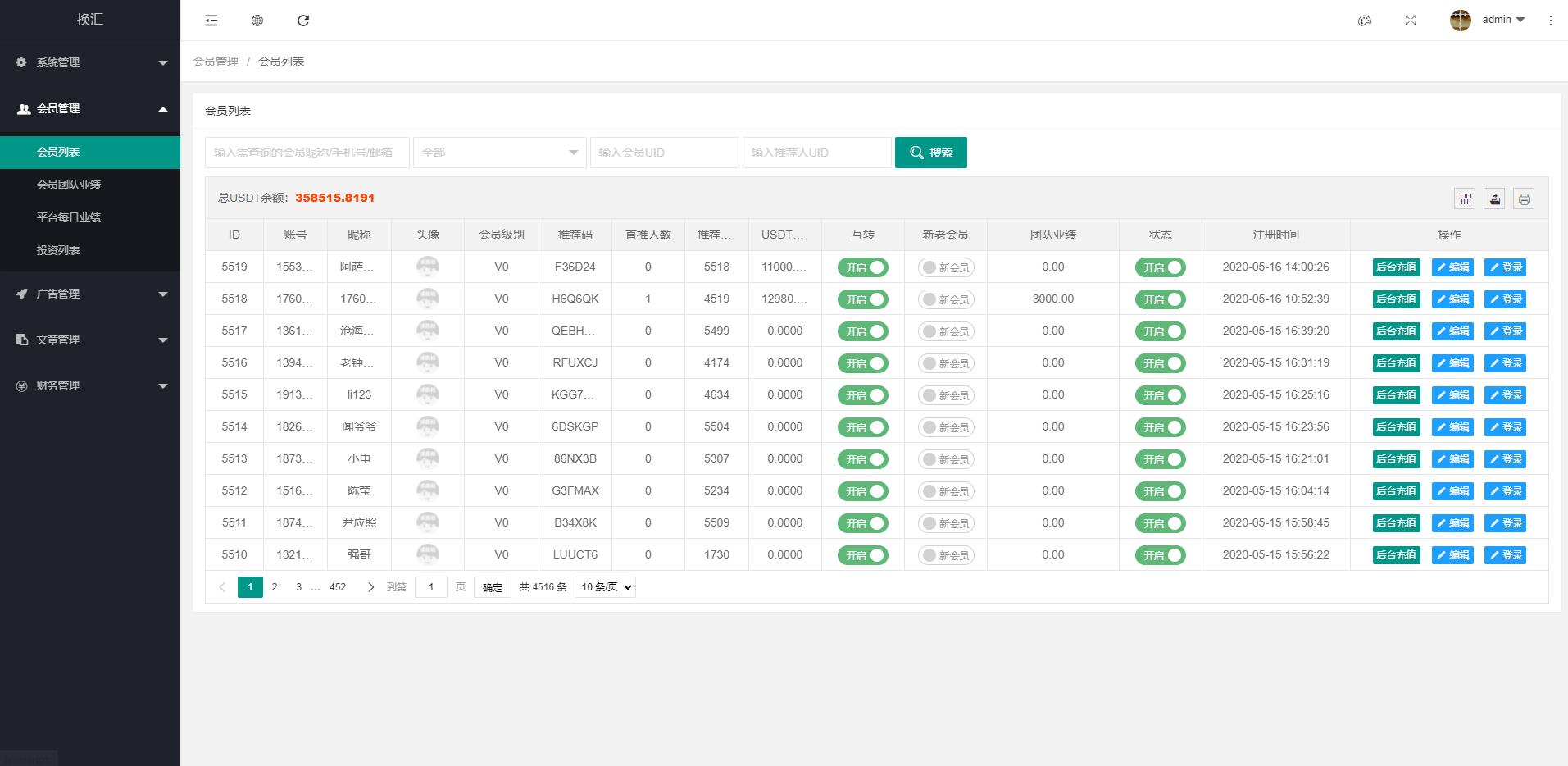 双语言USDT投资系统/虚拟币动态收益/USDT换算推广